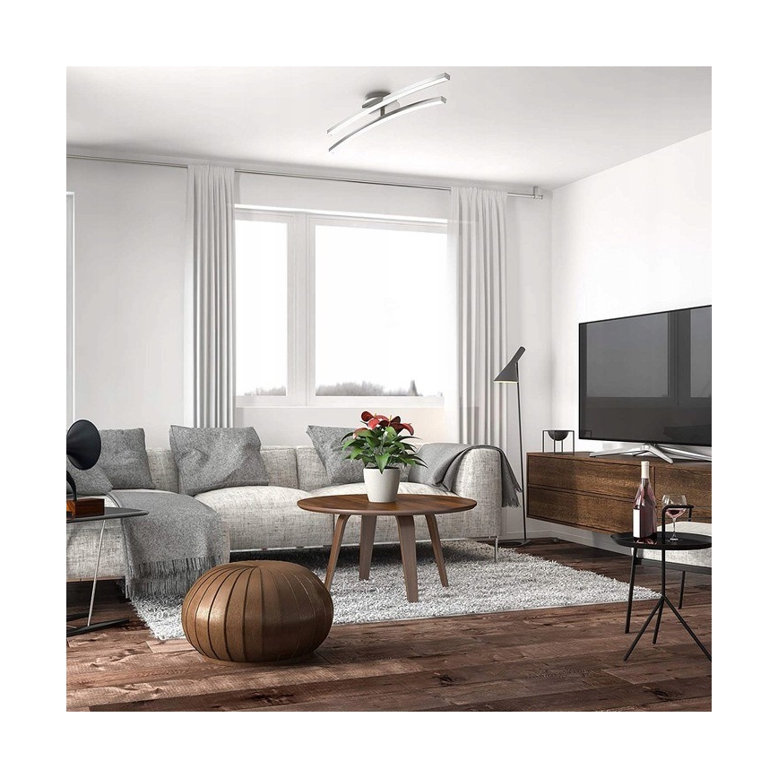 Plafonnier LED 2x6W/230V finition chrome brillant