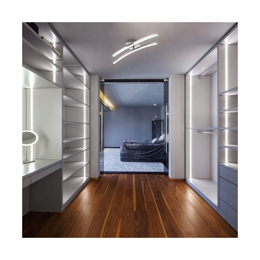 Plafonnier LED 2x6W/230V finition chrome brillant