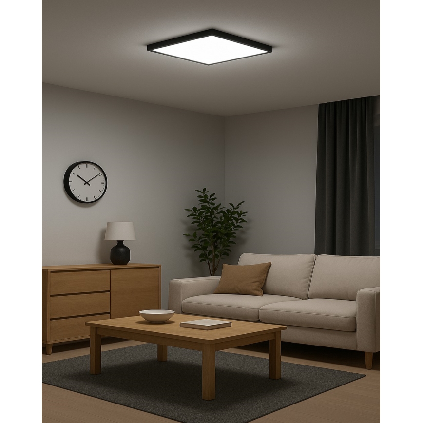 Plafonnier LED/32W/230V 3000/4000/6500K 40x40 cm noir