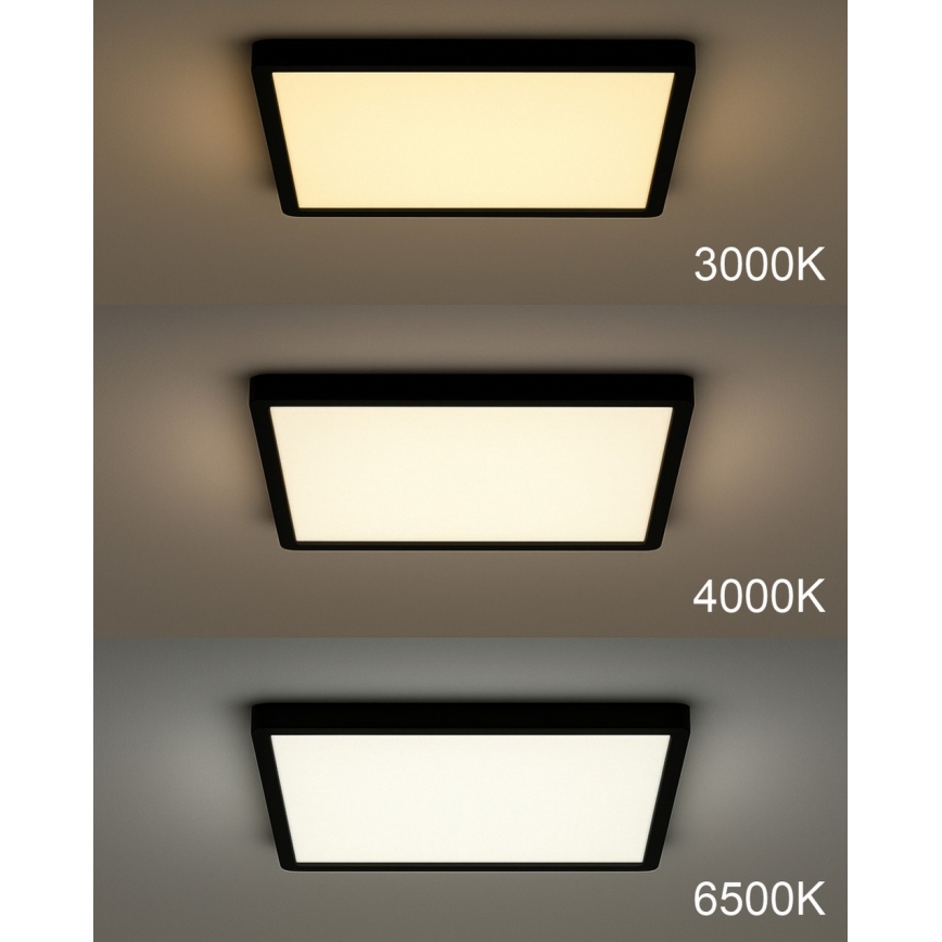 Plafonnier LED/32W/230V 3000/4000/6500K 40x40 cm noir