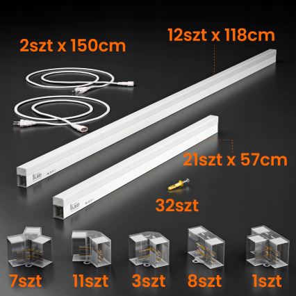Plafonnier LED HEXAGON LED/384W/85-265V 6500K 484x243 cm IRC 90 IP54 blanc