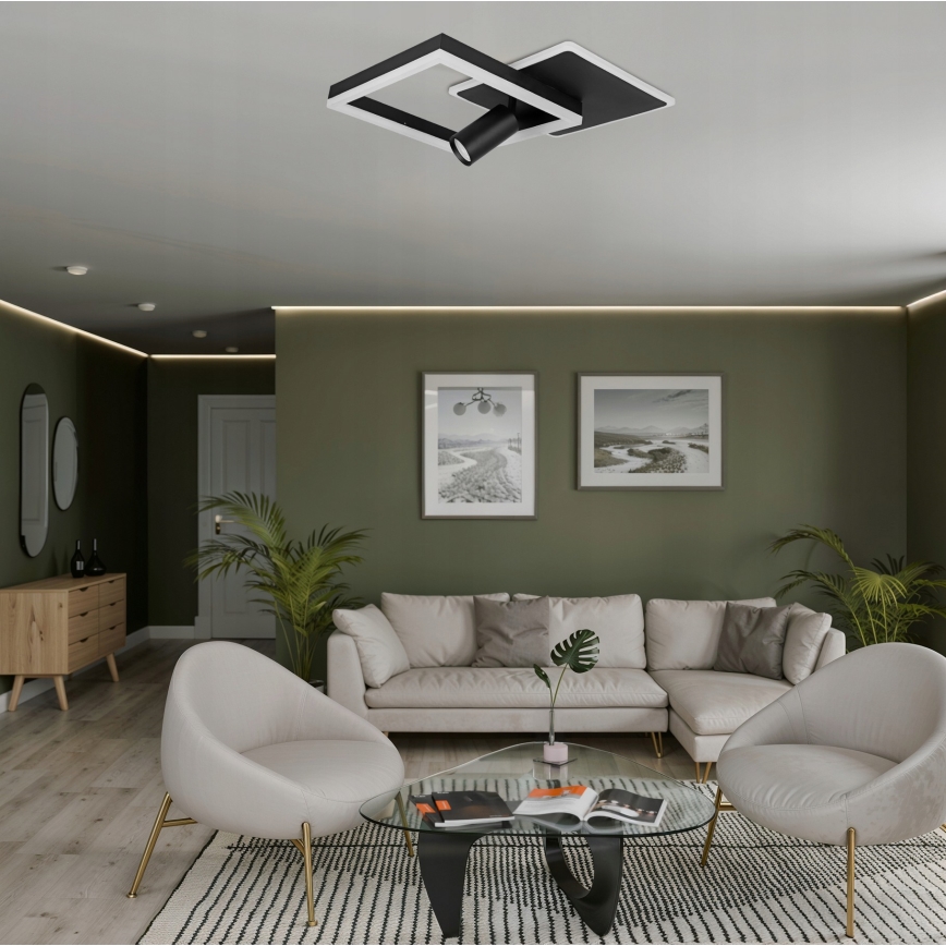 Plafonnier LED 38W/230V + 1x GU10/30W noir