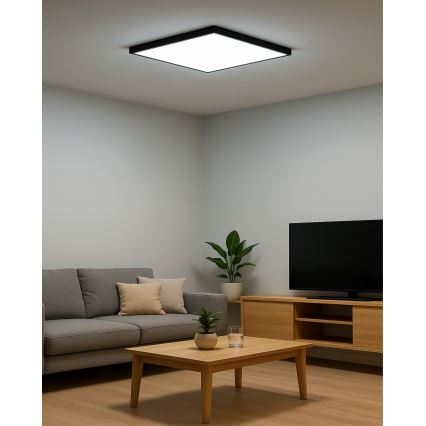 Plafonnier LED 40W/230V 3000/4000/6500K 50x50 cm noir