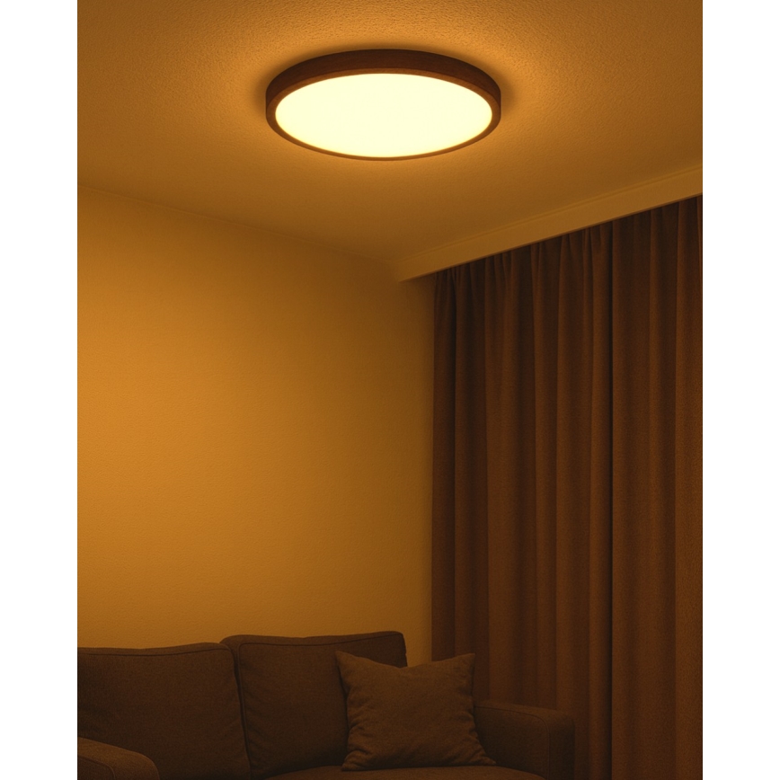 Plafonnier LED/40W/230V 3000/4000/6500K Ø 50 cm marron