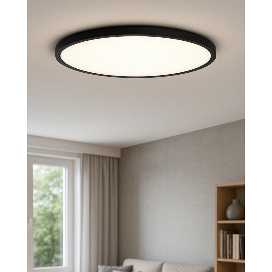 Plafonnier LED/40W/230V 3000/4000/6500K Ø 50 cm noir
