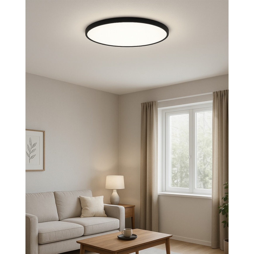 Plafonnier LED/40W/230V 3000/4000/6500K Ø 50 cm noir