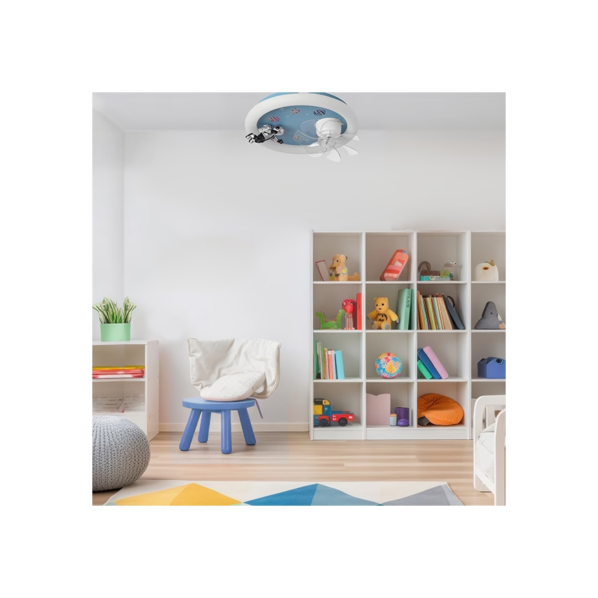 Plafonnier LED dimmable pour enfants avec ventilateur LED/48W/230V 3000/4000/6000K Ø 50 cm bleu + télécommande