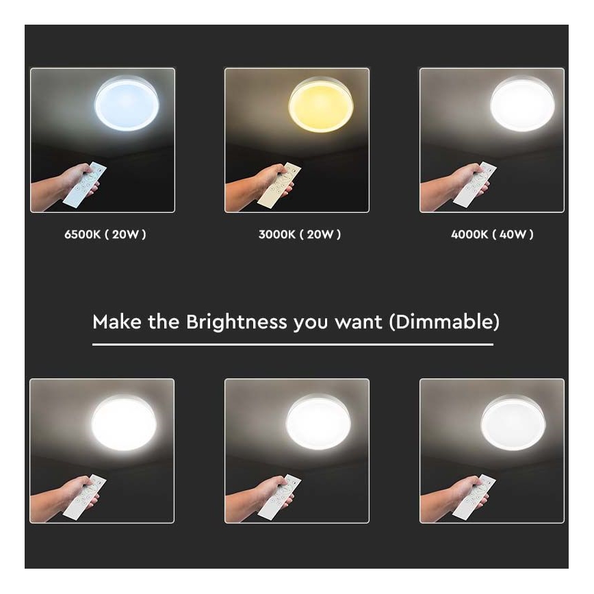 Plafonnier LED à intensité variable LED/40W/230V 3000K/4000K/6500K + télécommande
