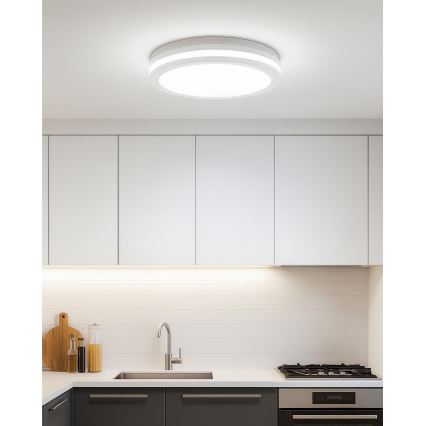 Plafonnier LED pour salle de bains avec détecteur de mouvement, 20 W, 230 V, 3000/4000/6500 K, Ø 23 cm, IP54, blanc