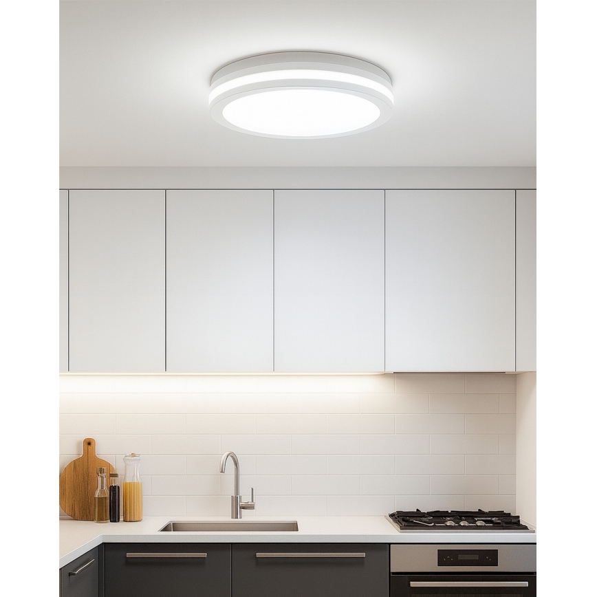 Plafonnier LED pour salle de bains avec détecteur de mouvement, 20 W, 230 V, 3000/4000/6500 K, Ø 23 cm, IP54, blanc
