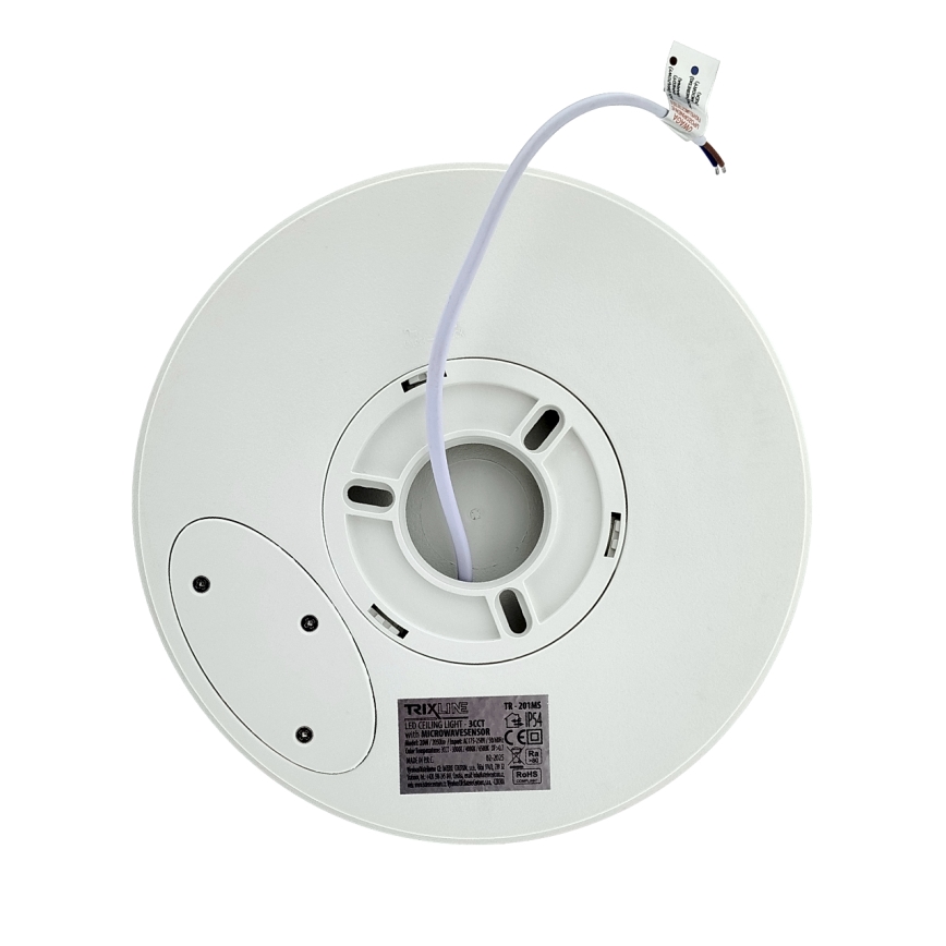 Plafonnier LED pour salle de bains avec détecteur de mouvement, 20 W, 230 V, 3000/4000/6500 K, Ø 23 cm, IP54, blanc