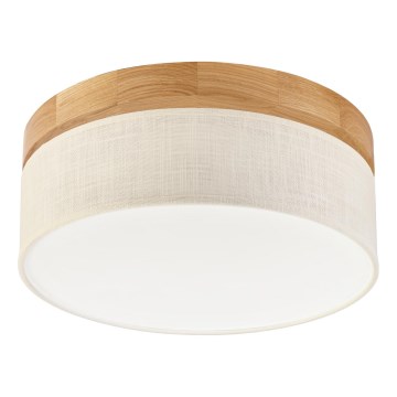 Plafonnier LED BELLADONNA - 20W/230V, diamètre 30 cm, crème/chêne