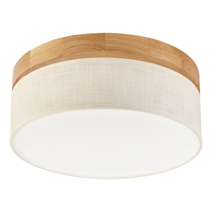 Plafonnier LED BELLADONNA - 20W/230V, diamètre 30 cm, crème/chêne