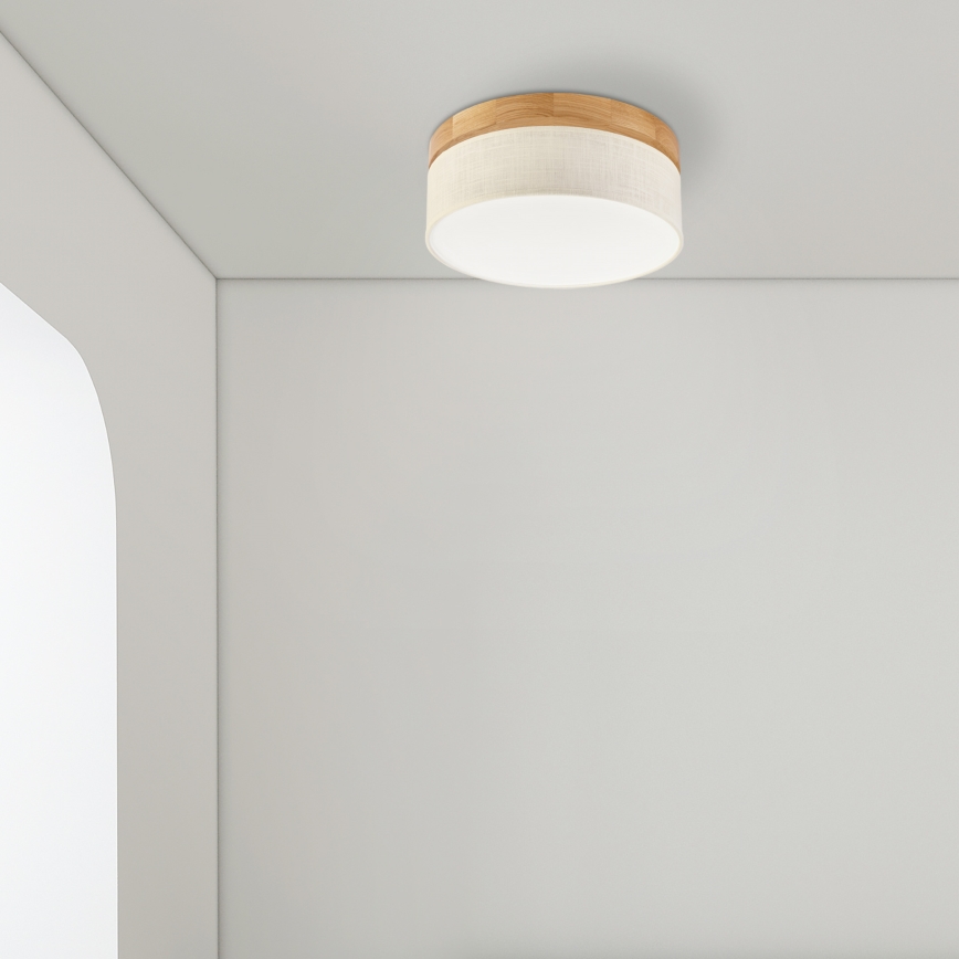 Plafonnier LED BELLADONNA - 20W/230V, diamètre 30 cm, crème/chêne