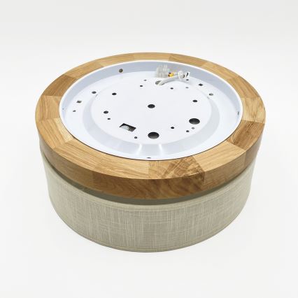 Plafonnier LED BELLADONNA - 20W/230V, diamètre 30 cm, crème/chêne