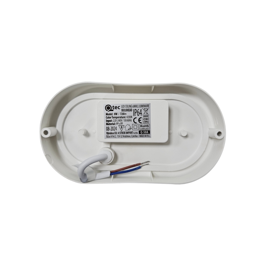 Plafonnier LED d'extérieur 8 W 230 V 4200 K IP64 blanc
