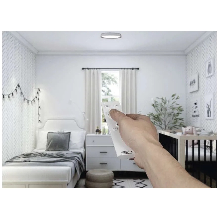 Plafonnier LED dimmable ILVI 30W 230V 2700-6500K Ø 40 cm blanc/beige + télécommande