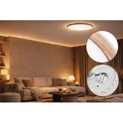 Plafonnier LED dimmable ILVI 30W 230V 2700-6500K Ø 40 cm blanc/beige + télécommande