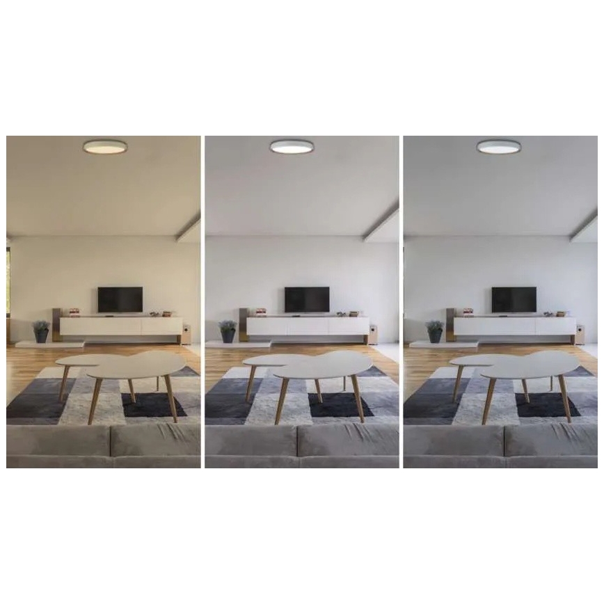 Plafonnier LED dimmable ILVI 30W 230V 2700-6500K Ø 40 cm blanc/beige + télécommande