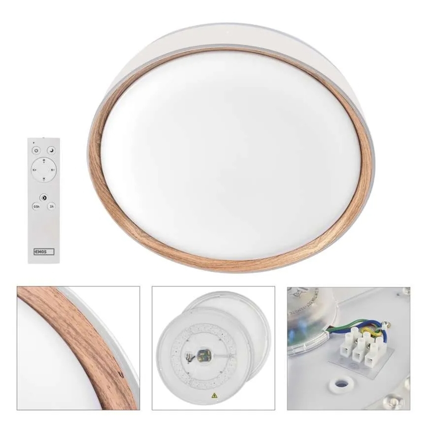 Plafonnier LED dimmable ILVI 30W 230V 2700-6500K Ø 40 cm blanc/beige + télécommande