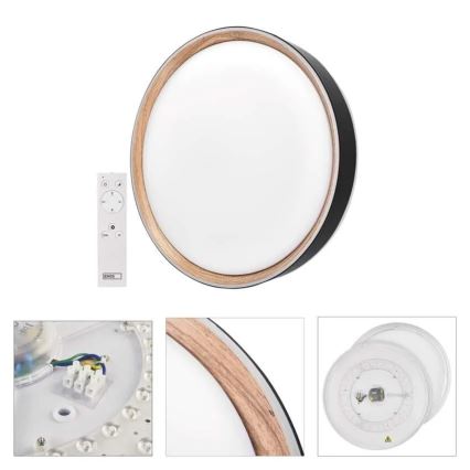 Plafonnier LED dimmable ILVI LED/30W/230V 2700-6500K Ø 40 cm noir/beige + télécommande