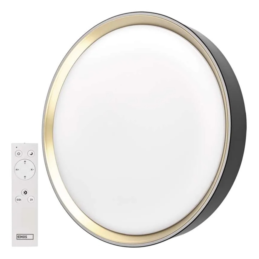 Plafonnier LED dimmable ILVI LED/30W/230V 2700-6500K Ø 40 cm noir/laiton + télécommande