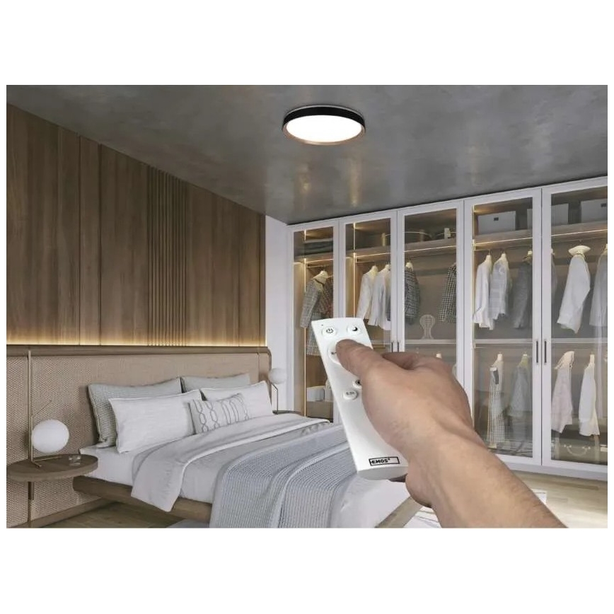 Plafonnier LED dimmable ILVI LED/45W/230V 2700-6500K Ø 50 cm noir/beige + télécommande