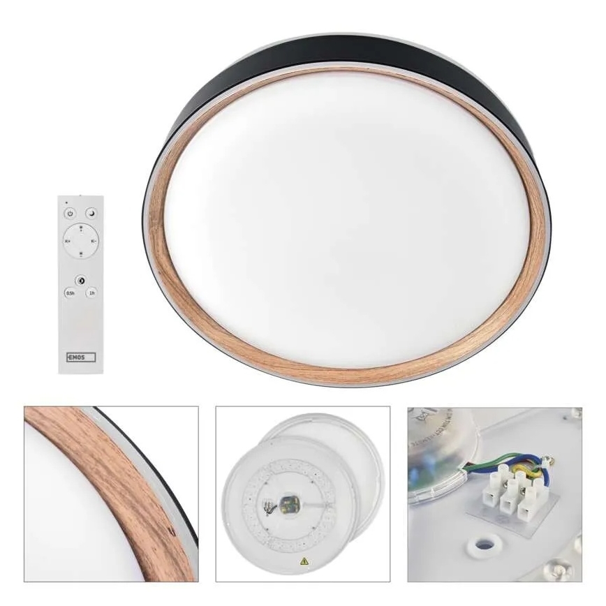 Plafonnier LED dimmable ILVI LED/45W/230V 2700-6500K Ø 50 cm noir/beige + télécommande