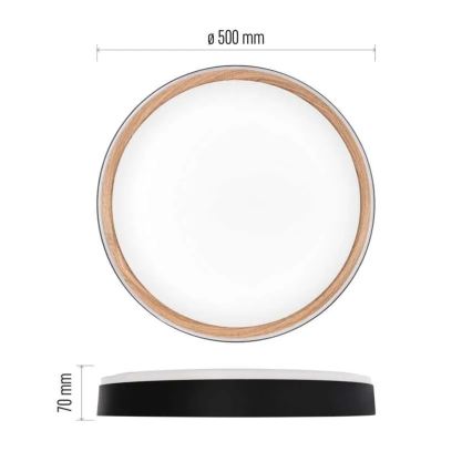 Plafonnier LED dimmable ILVI LED/45W/230V 2700-6500K Ø 50 cm noir/beige + télécommande