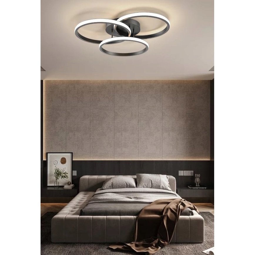 Plafonnier LED dimmable 70W/230V 3000-6500K noir + télécommande