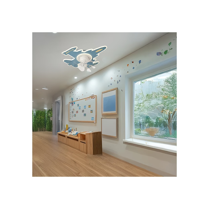Plafonnier LED dimmable pour enfants avec ventilateur LED/63W/230V 3000/4000/6000K bleu + télécommande