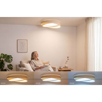 Plafonnier LED dimmable SMART GALAXY MODERN LED/24W/230V 3000-6500K Ø 55 cm crème/blanc + télécommande