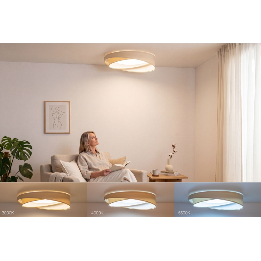 Plafonnier LED dimmable SMART GALAXY MODERN LED/24W/230V 3000-6500K Ø 55 cm crème/blanc + télécommande