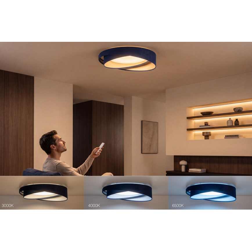 Plafonnier LED dimmable SMART GALAXY MODERN LED/24W/230V 3000-6500K Ø 55 cm bleu/argenté + télécommande