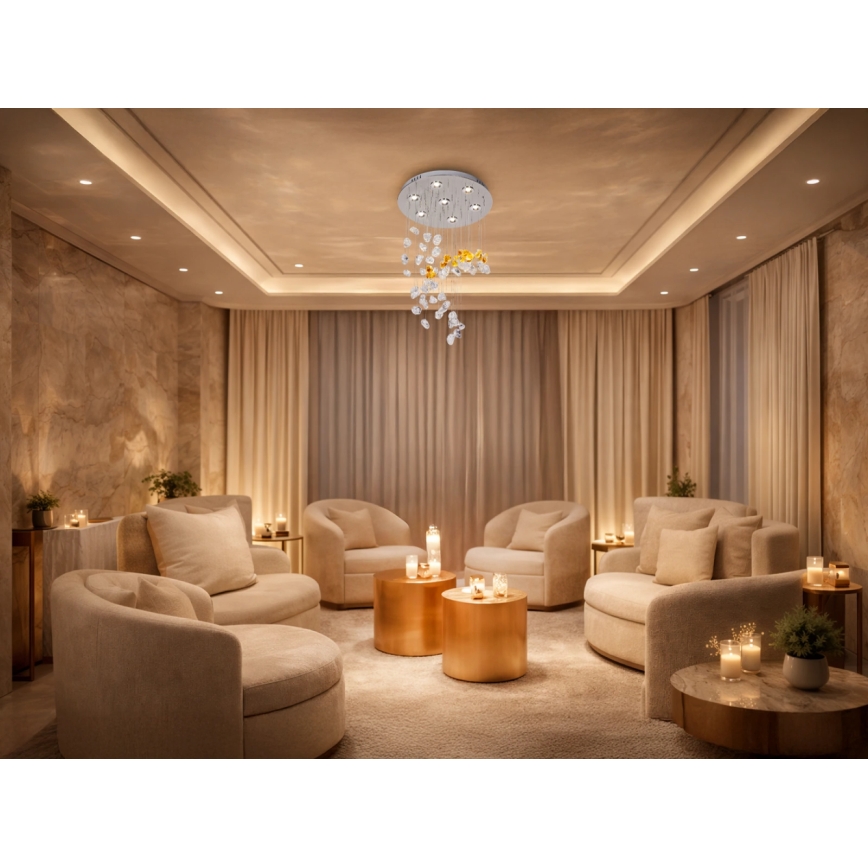 Plafonnier LED en cristal AVARA LED/24W/230V pr. 40 cm chrome brillant + télécommande
