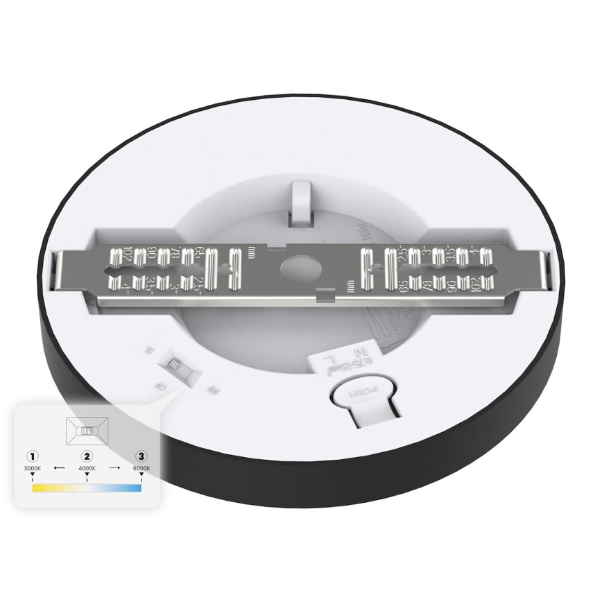 Plafonnier LED EVORA LED/6W/230V 3000/4000/6000K Ø 14 cm noir