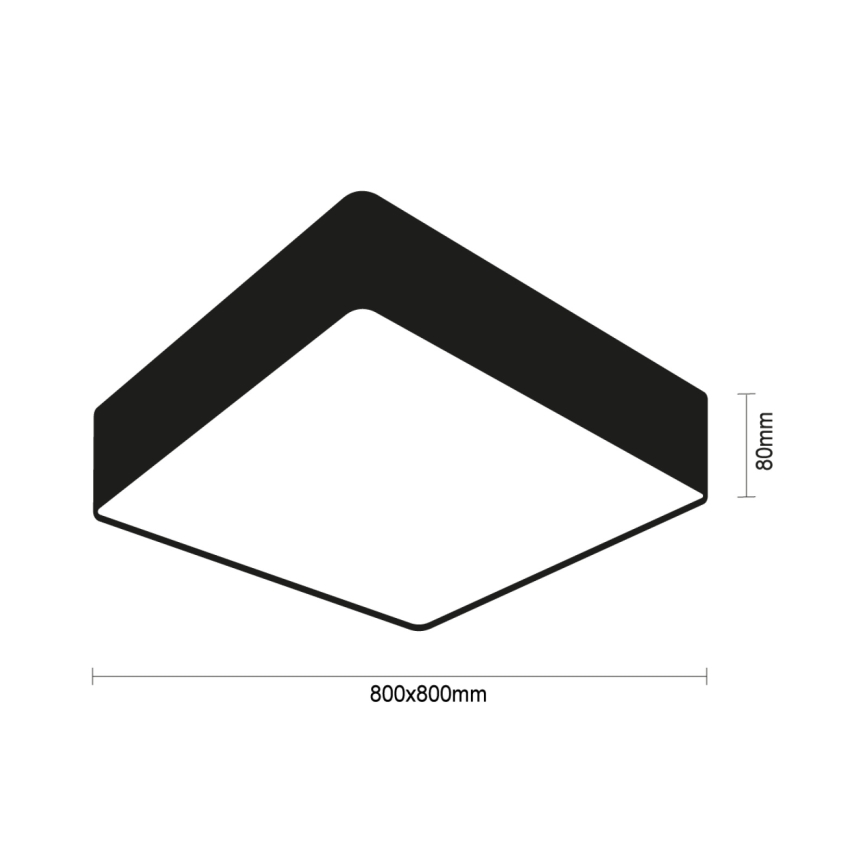Plafonnier LED LED/215W/230V 3000/4000/6500K 80x80 cm noir