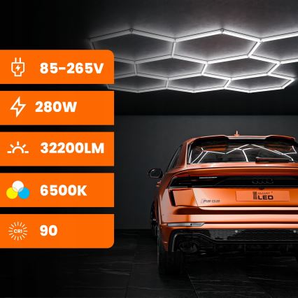 Plafonnier LED HEXAGON/350W/85-265V 6500K 313x298 cm IRC 90 IP44 blanc