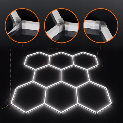 Plafonnier LED HEXAGON/350W/85-265V 6500K 313x298 cm IRC 90 IP44 blanc