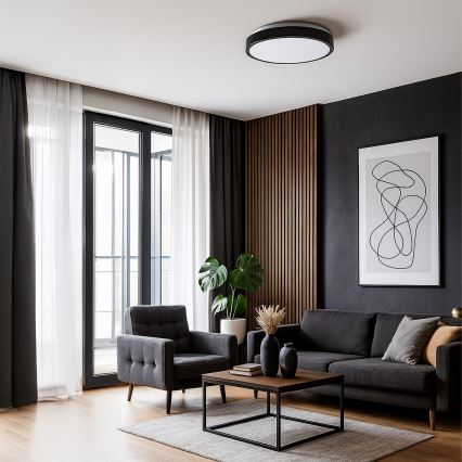 Plafonnier LED LIBRA 24W/230V 4000K Ø 39 cm noir