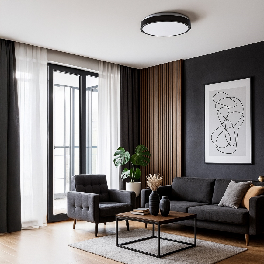 Plafonnier LED LIBRA 24W/230V 4000K Ø 39 cm noir
