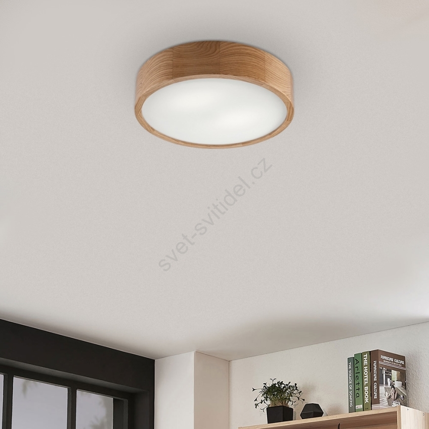 Plafonnier LED OAK 2xE27/10W/230V chêne Ø 37 cm