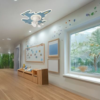 Plafonnier LED dimmable pour enfants avec ventilateur LED/63W/230V 3000/4000/6000K 68x57 cm bleu + télécommande