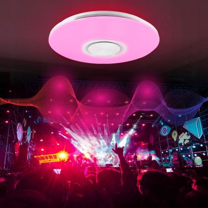 Plafonnier LED RGBW dimmable avec haut-parleur LED/60W/230V 3000-6000K Ø 40 cm blanc + télécommande