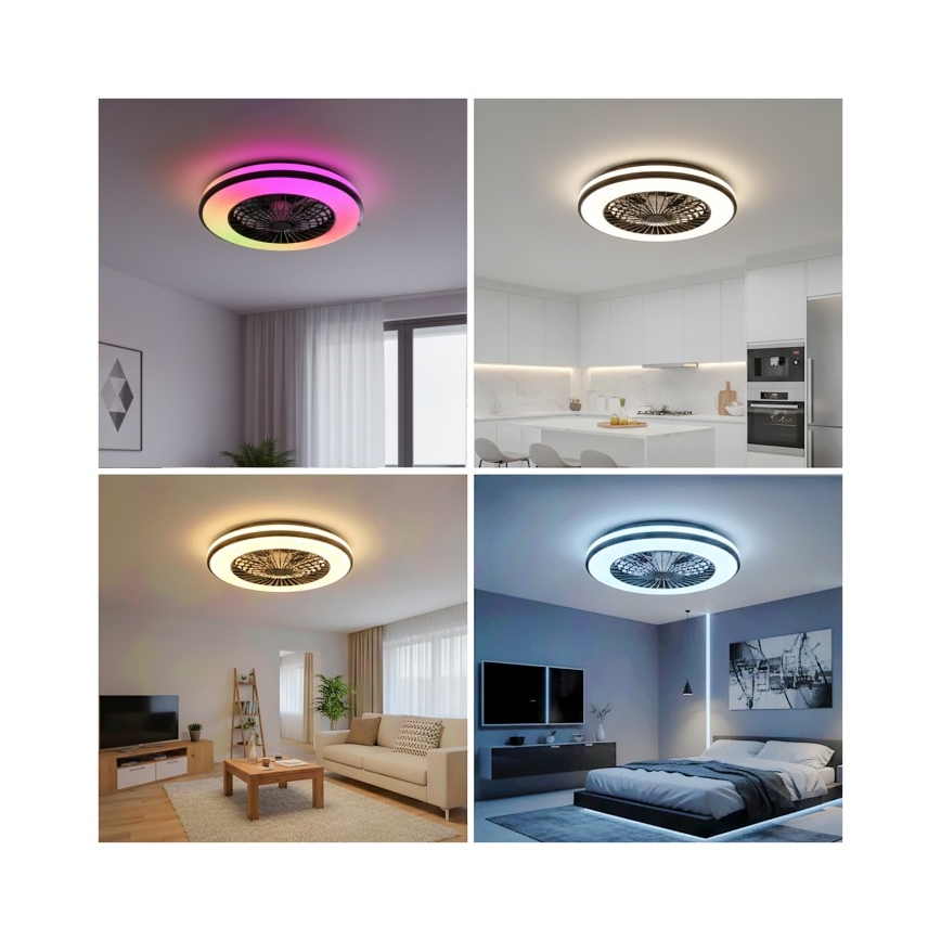 Plafonnier LED RGBW dimmable avec ventilateur VENTELUX LED/48W/230V 3000/4000/6500K Ø 48,5 cm noir + télécommande