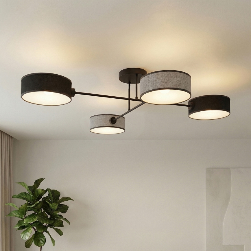 Plafonnier MAGA 4xE14/10W/230V noir/gris