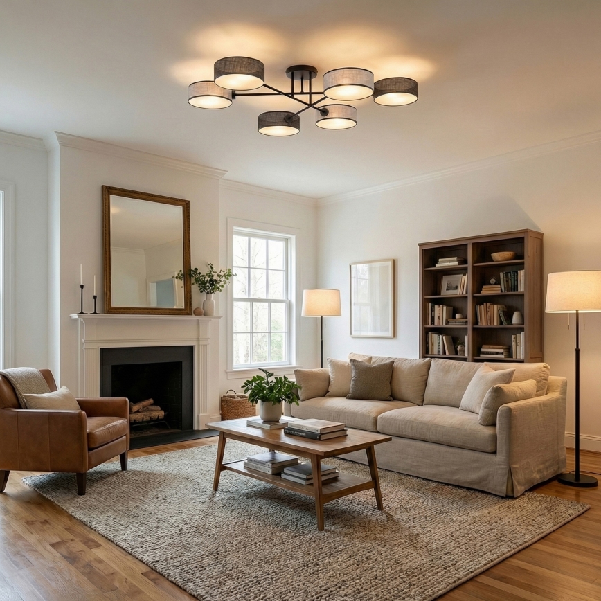 Plafonnier MAGA 6xE14/10W/230V noir/gris