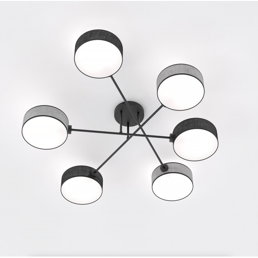 Plafonnier MAGA 6xE14/10W/230V noir/gris