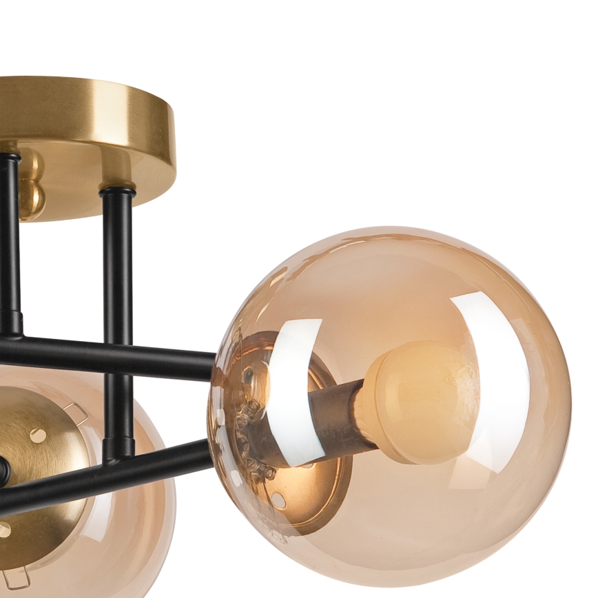 Plafonnier MALENA 3xE14/5W/230V doré/noir/fumé beige
