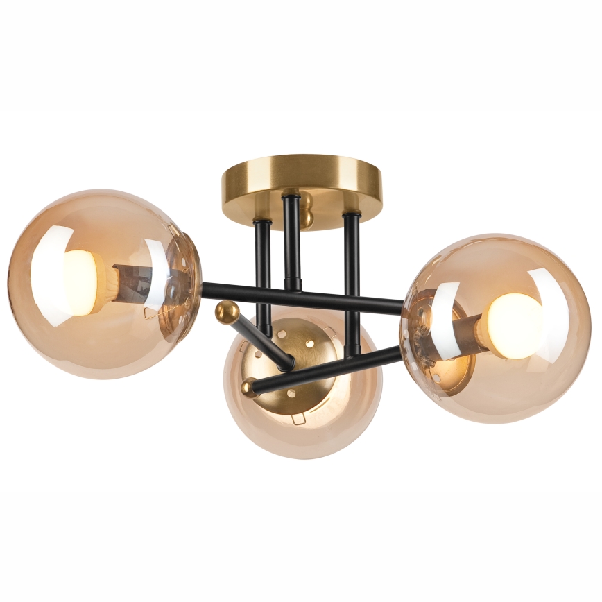 Plafonnier MALENA 3xE14/5W/230V doré/noir/fumé beige